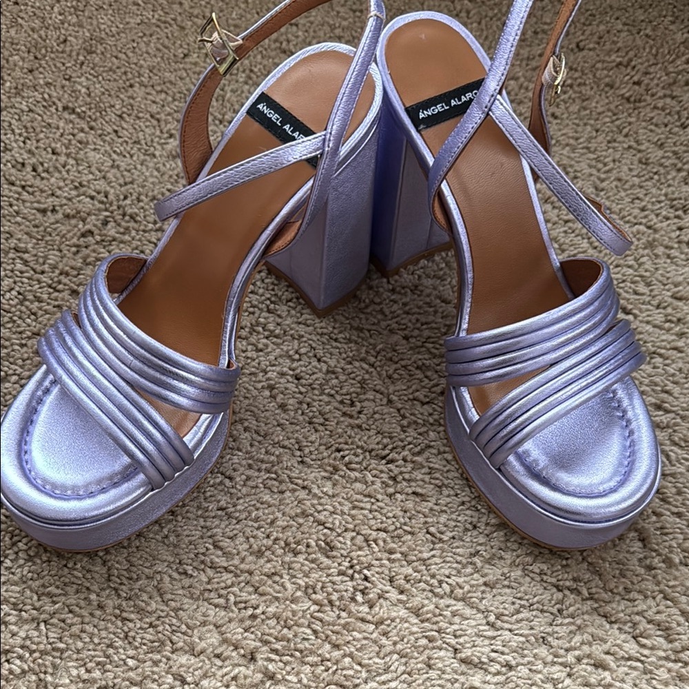 Brand New Angel Alarcon Women's Purple Platform Sandals